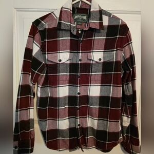 American Eagle Outfitters Men's Red and Black Checkered Shirt
